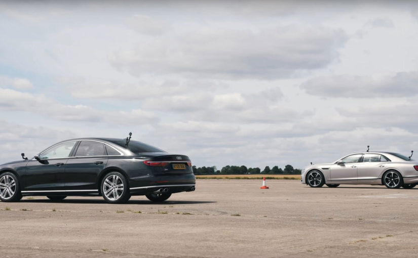 Audi S8 And Bentley Flying Spur Do Donuts, Drag Race Each Other