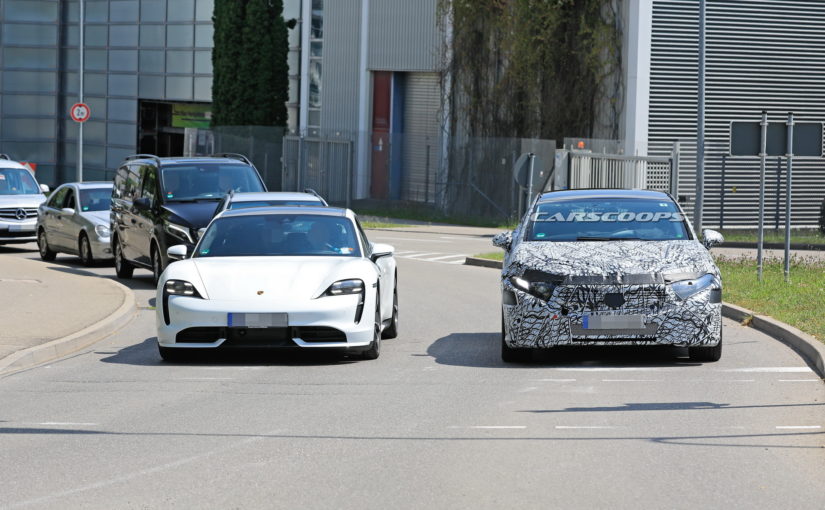 Mercedes Caught Benchmarking EQS Against A Porsche Taycan