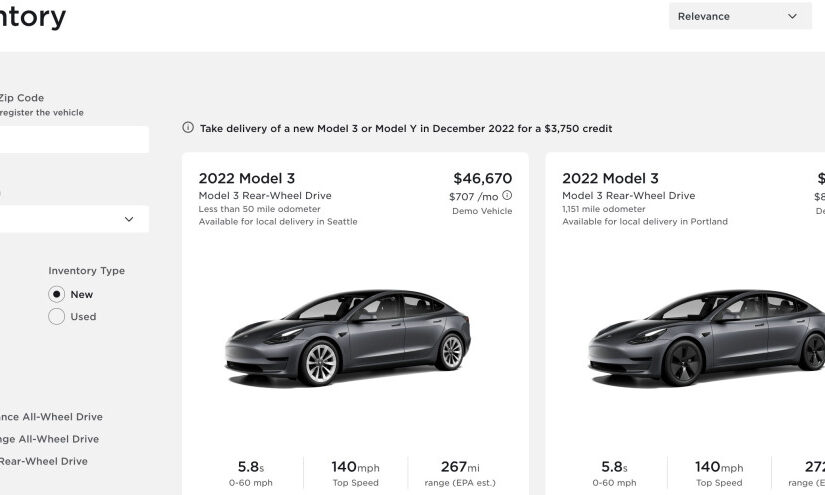 Tesla provides $3,750 EV tax credit history as December discount rate